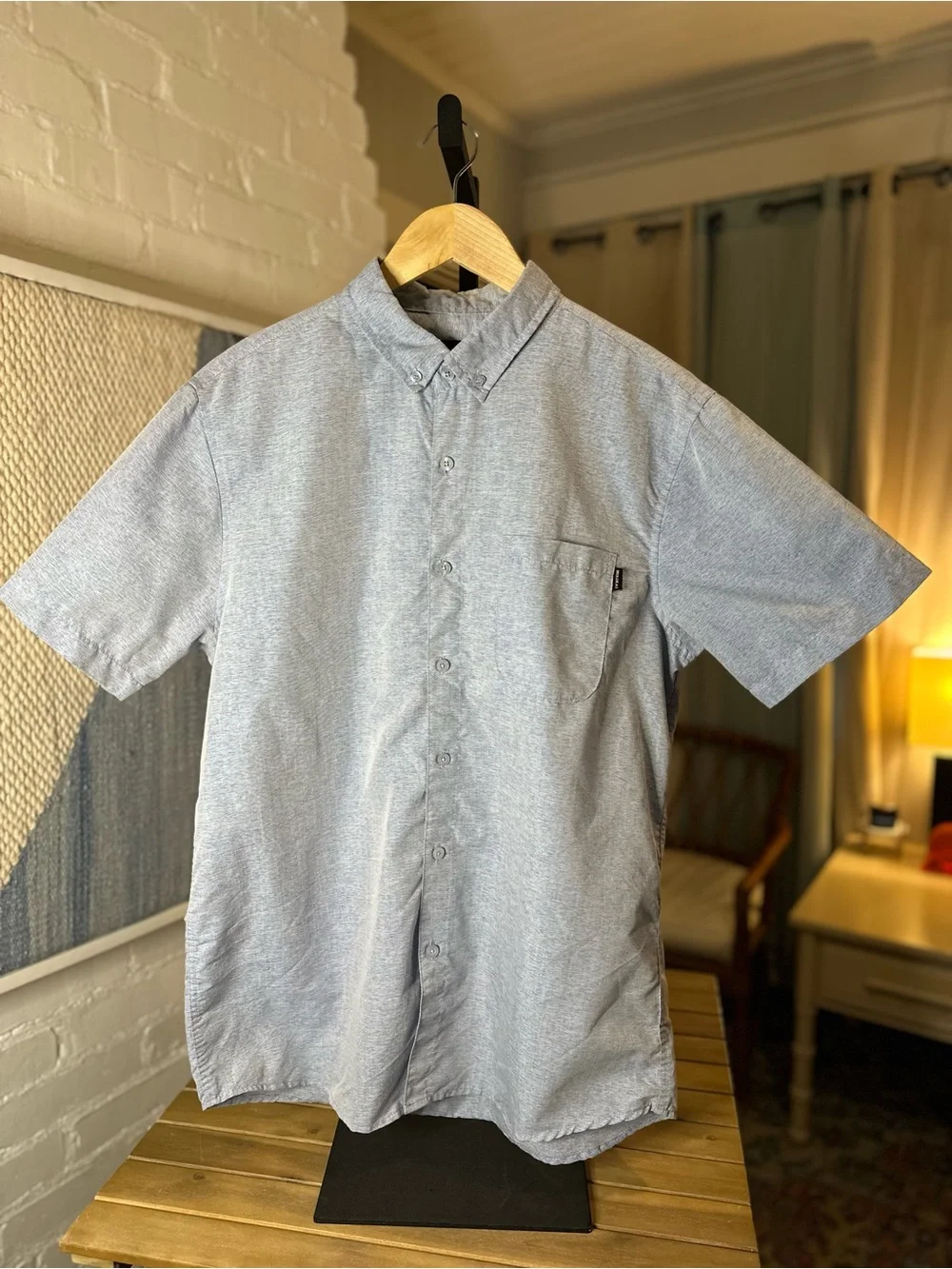 Molokai Surf Co Blue Button Up Collared Shirt